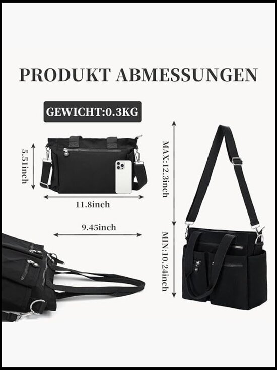 Amazon.com: Multi Pocket Nylon Totes Handbag Large Shoulder  Tote Bag Women Work Handbag Crossbody Multiple Pockets Nylon Foldable Travel
